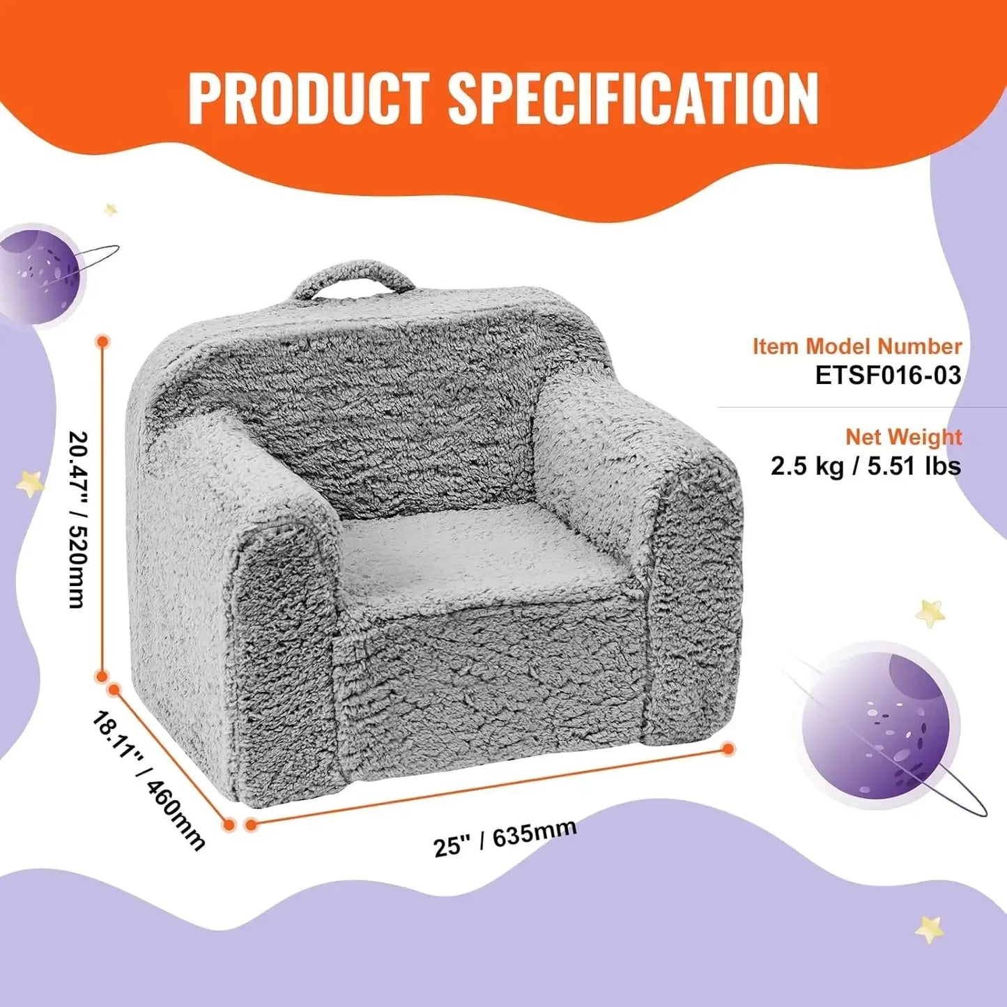 Fauteuil pour tout-petits douillet – polaire douce et soutien à haute densité