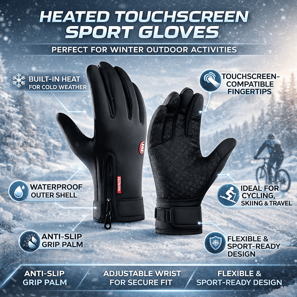 Gants d'hiver chauffants tactiles pour le vélo et le ski