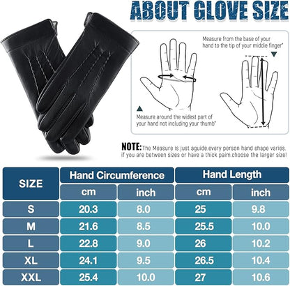 Gants d'hiver en cuir pour écran tactile