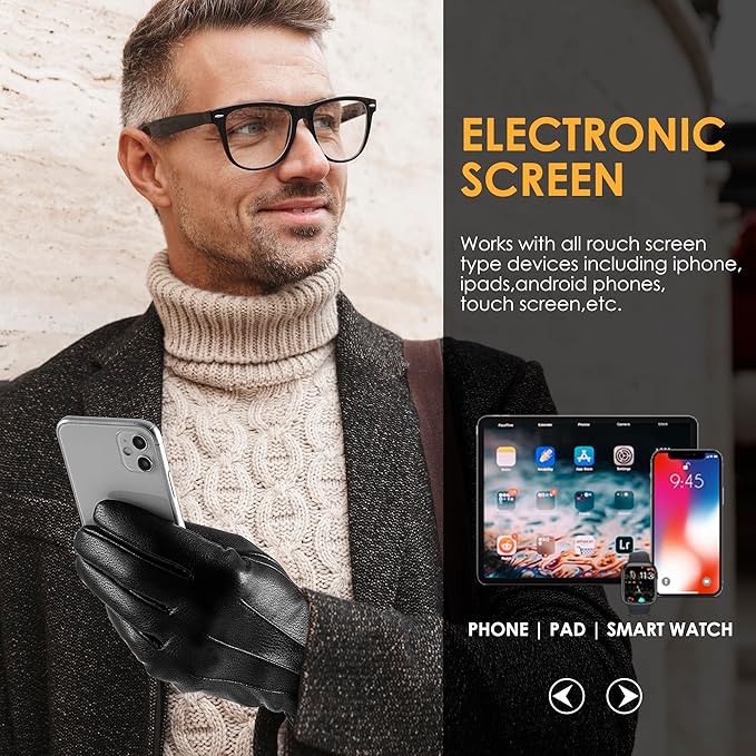 Gants d’hiver tactiles pour homme