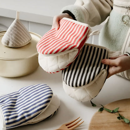 Gants de cuisine rayés résistants à la chaleur