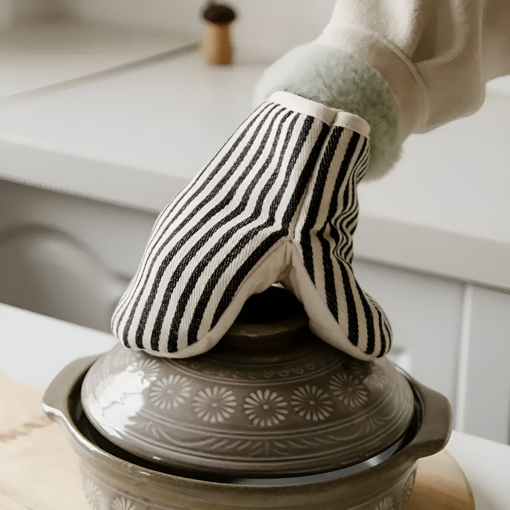 Gants de cuisine rayés résistants à la chaleur