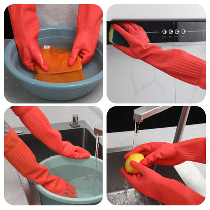 Gants de vaisselle en latex extra longs et épais avec doublure polaire