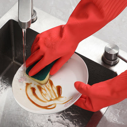Gants de vaisselle en latex extra longs et épais avec doublure polaire