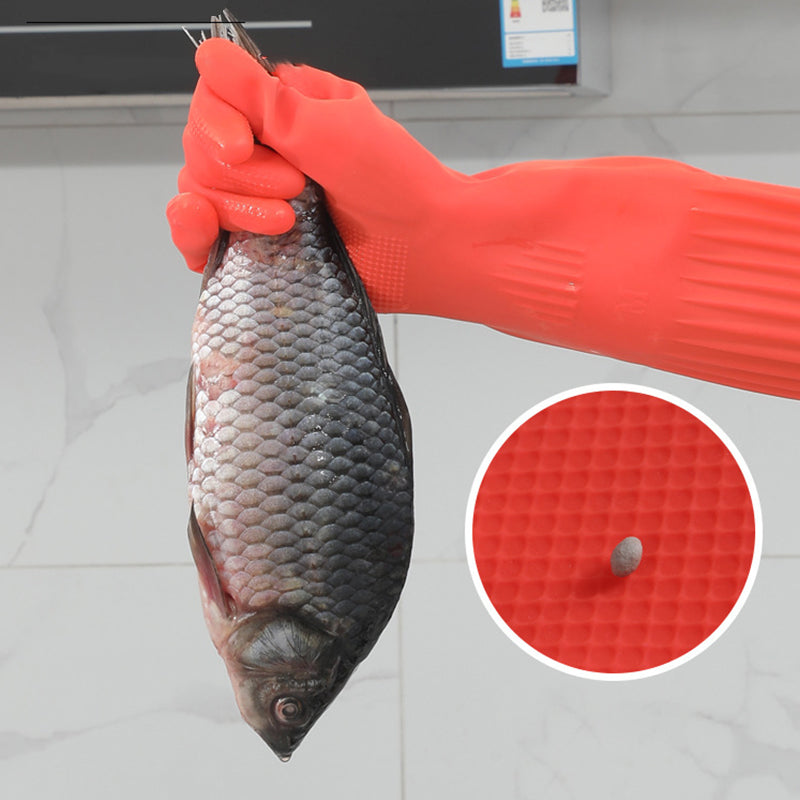 Gants de vaisselle en latex extra longs et épais avec doublure polaire