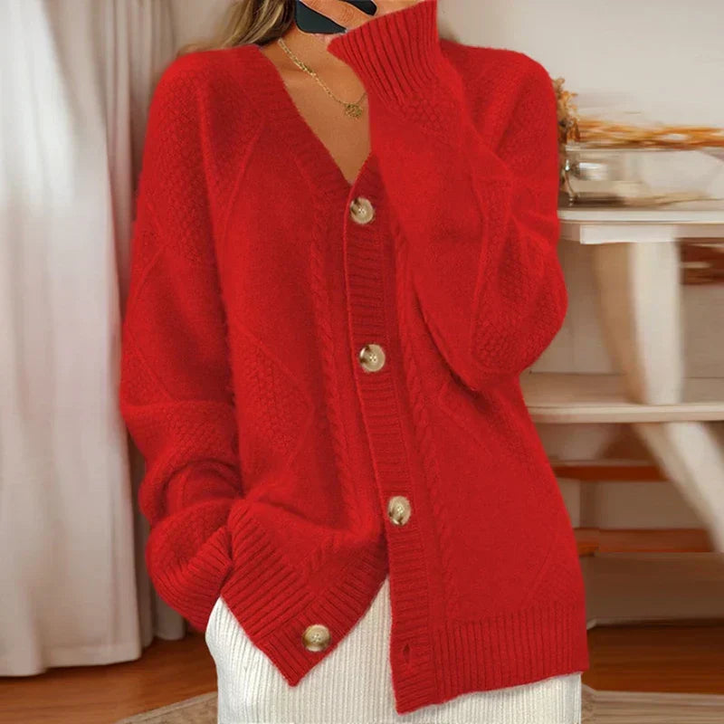Gilet boutonné à col V pour femme