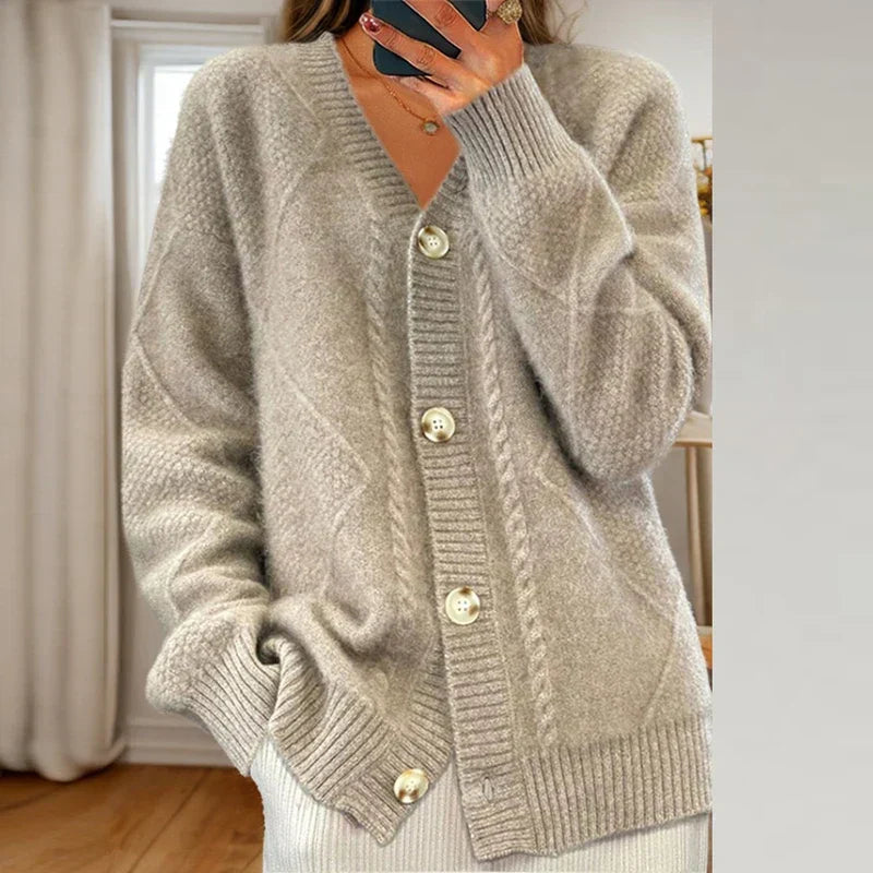 Gilet boutonné à col V pour femme