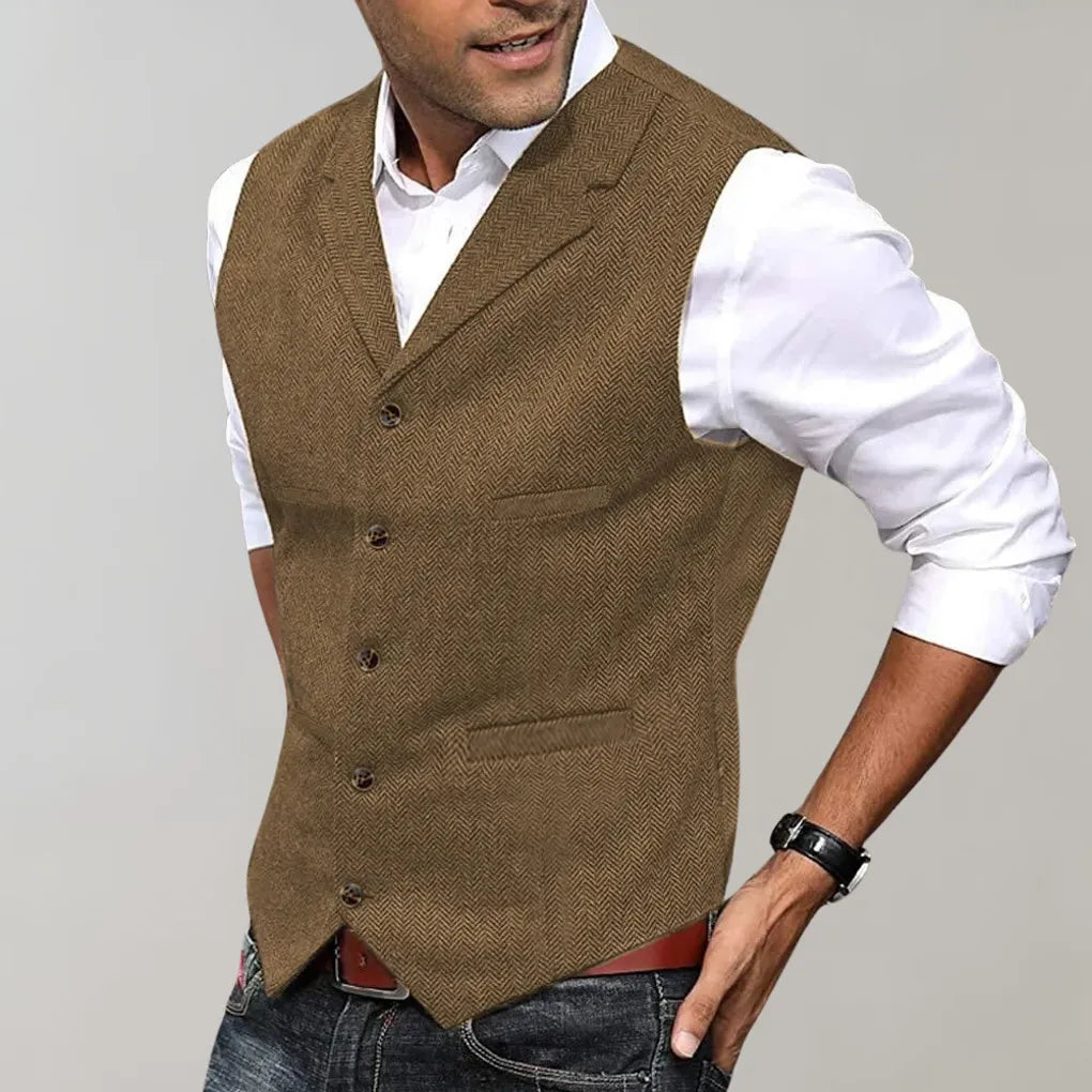 Gilet de costume à chevrons pour homme