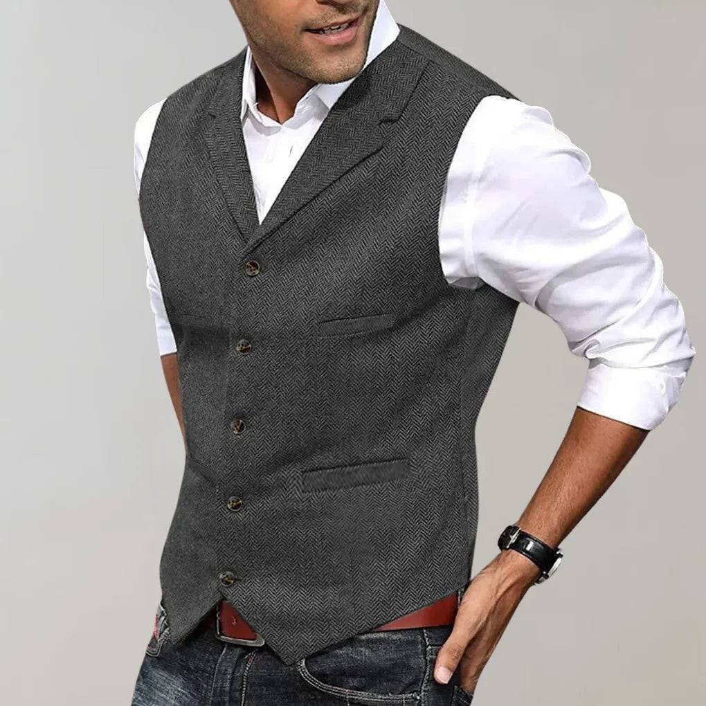 Gilet de costume à chevrons pour homme