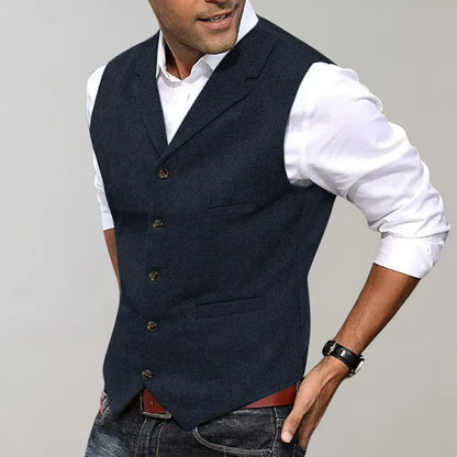 Gilet de costume à chevrons pour homme