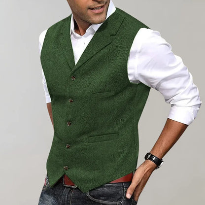 Gilet de costume à chevrons pour homme