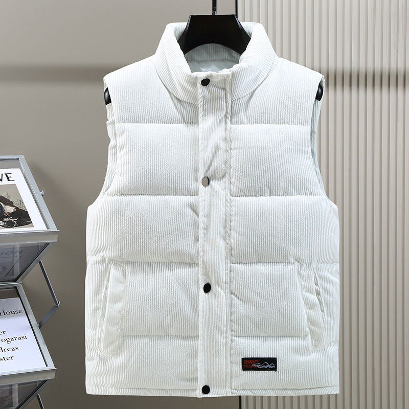 Gilet doudoune sans manches en velours côtelé pour homme