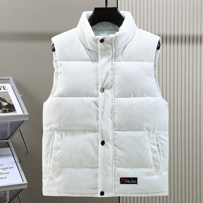 Gilet doudoune sans manches en velours côtelé pour homme