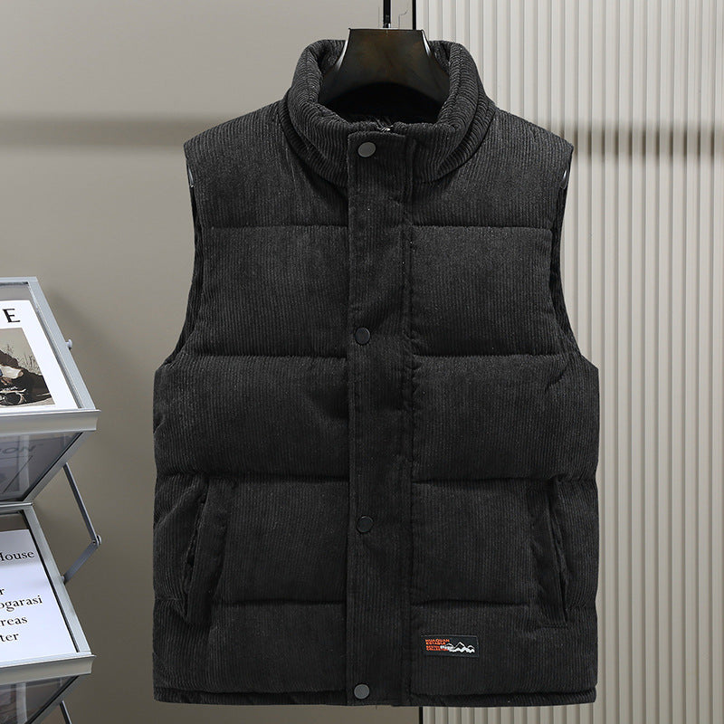 Gilet doudoune sans manches en velours côtelé pour homme
