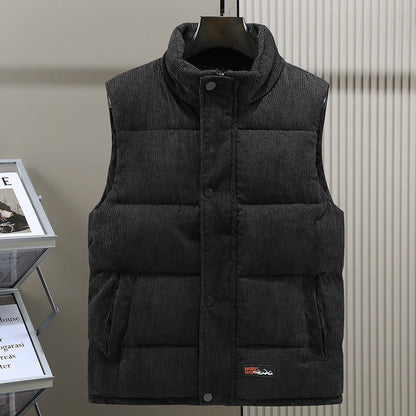 Gilet doudoune sans manches en velours côtelé pour homme