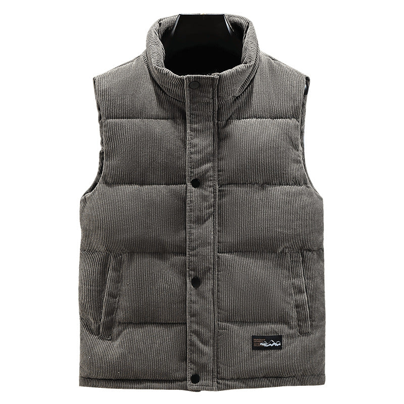 Gilet doudoune sans manches en velours côtelé pour homme