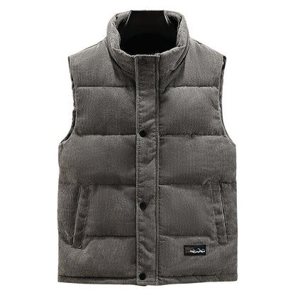 Gilet doudoune sans manches en velours côtelé pour homme