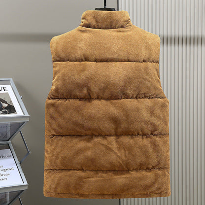 Gilet doudoune sans manches en velours côtelé pour homme