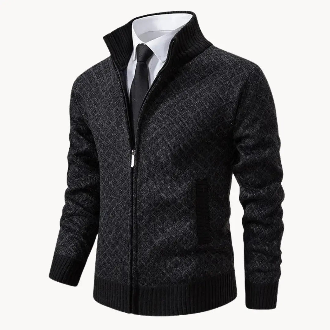Gilet en maille à fermeture zippée intégrale à col montant pour homme