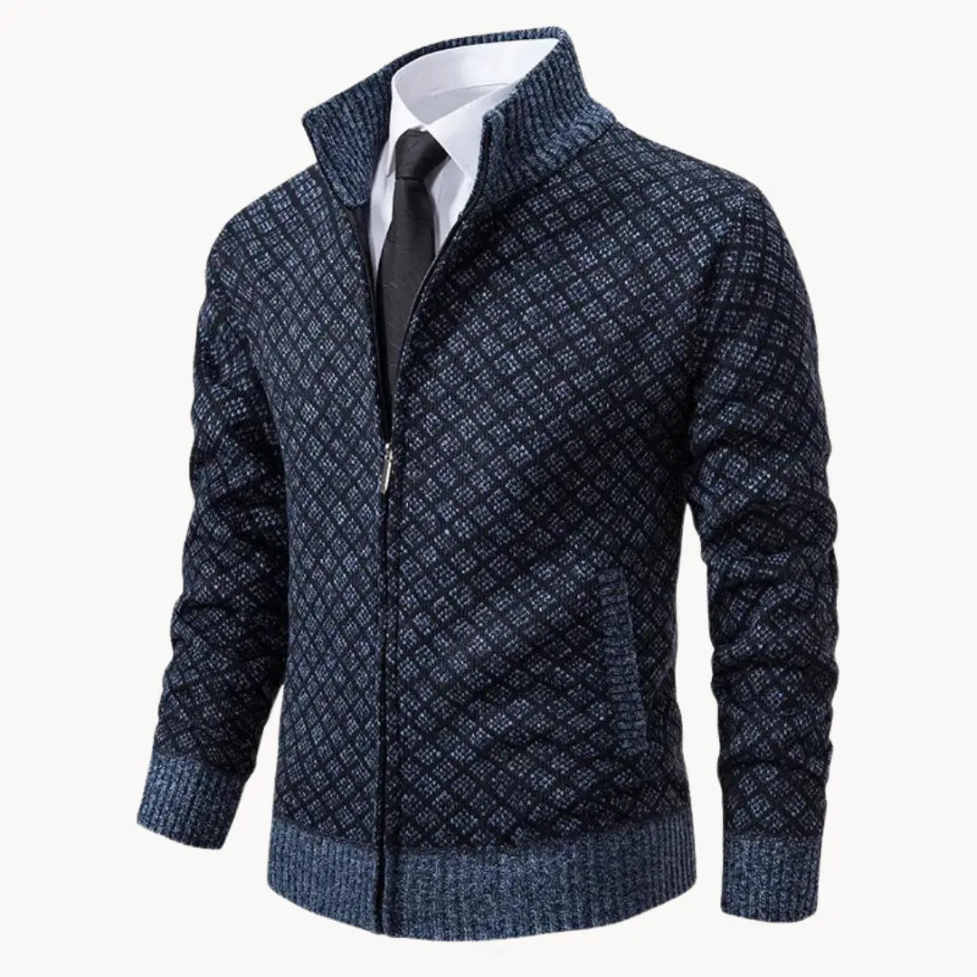 Gilet en maille à fermeture zippée intégrale à col montant pour homme