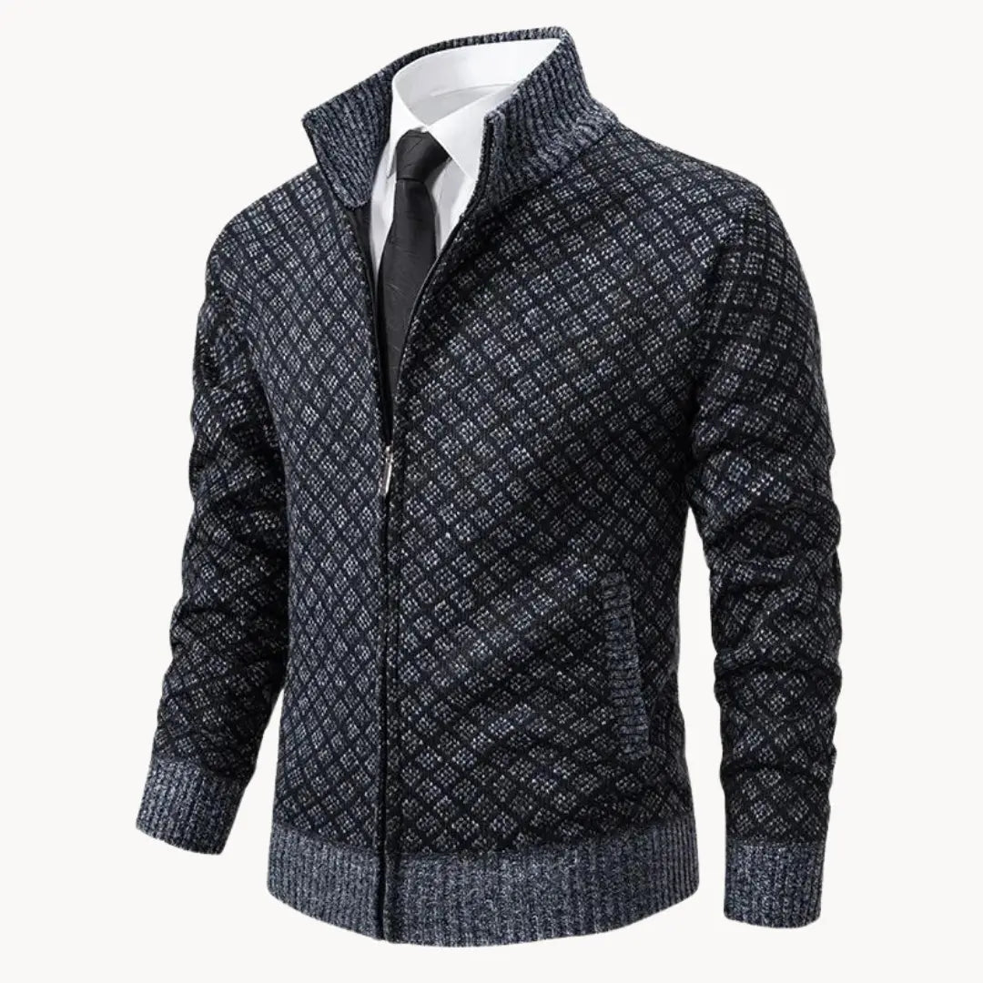 Gilet en maille à fermeture zippée intégrale à col montant pour homme