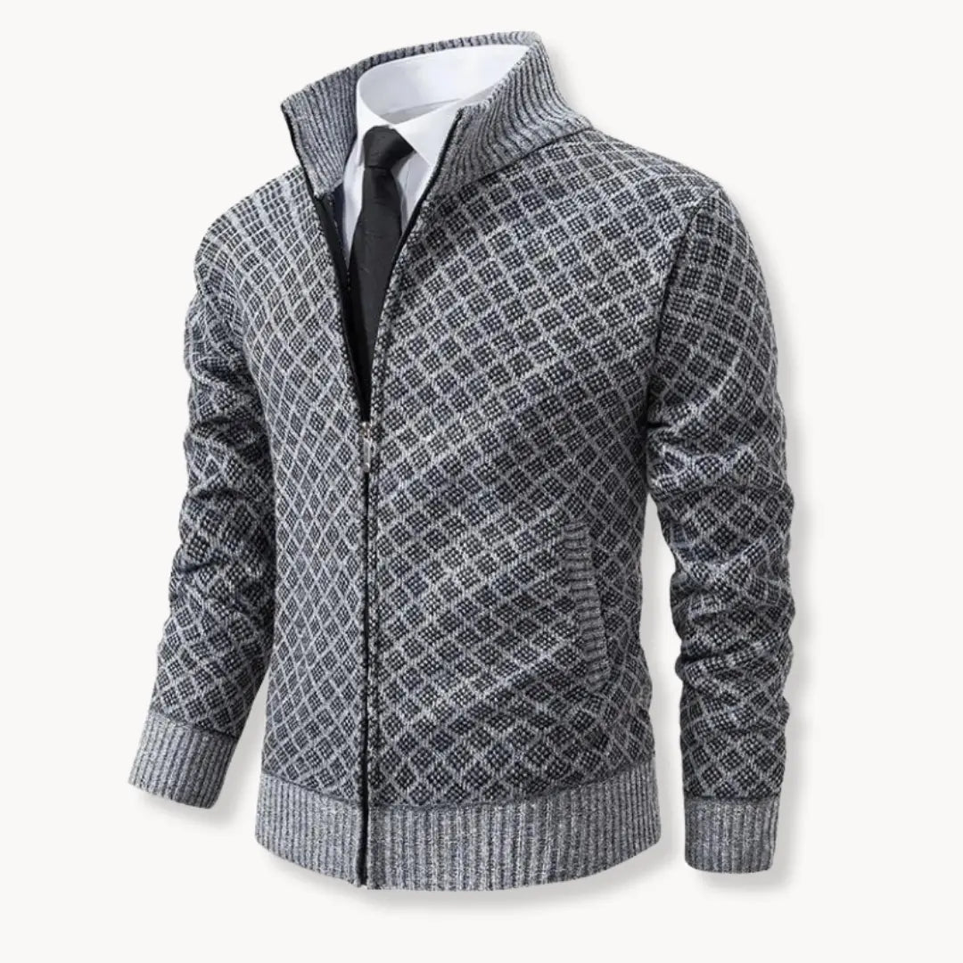Gilet en maille à fermeture zippée intégrale à col montant pour homme