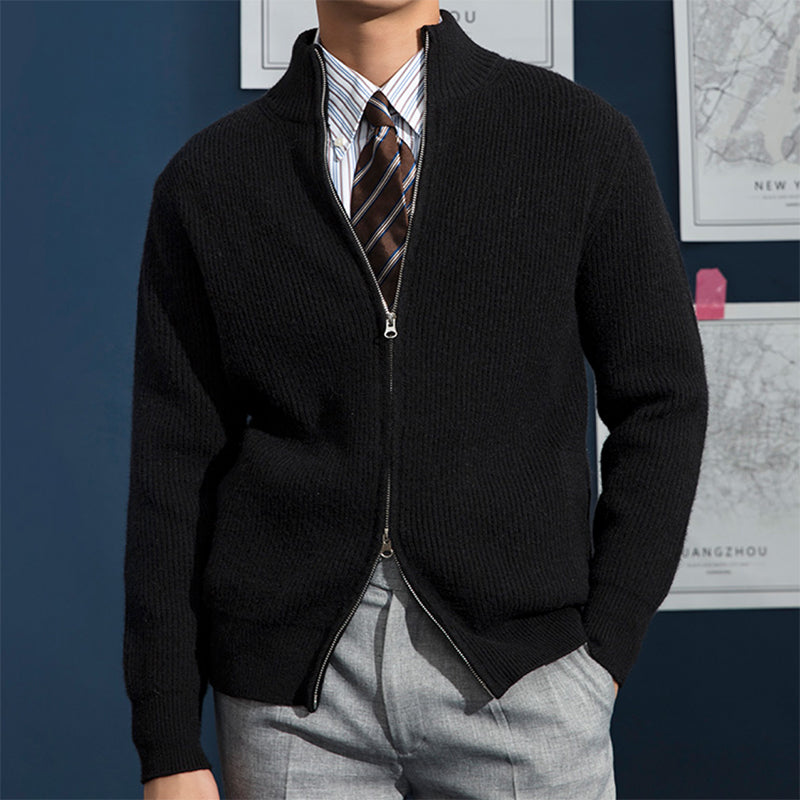 Gilet en maille côtelée à zip intégral pour homme