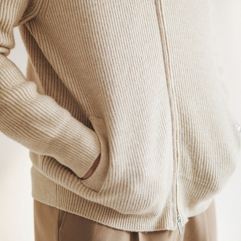 Gilet en maille côtelée à zip intégral pour homme