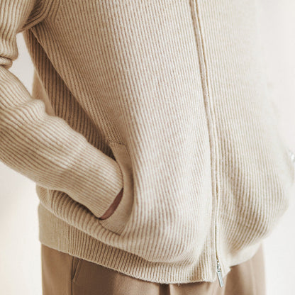 Gilet en maille côtelée à zip intégral pour homme