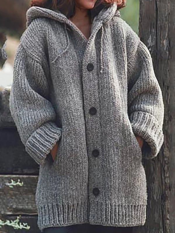 Gilet en maille oversize à capuche femme