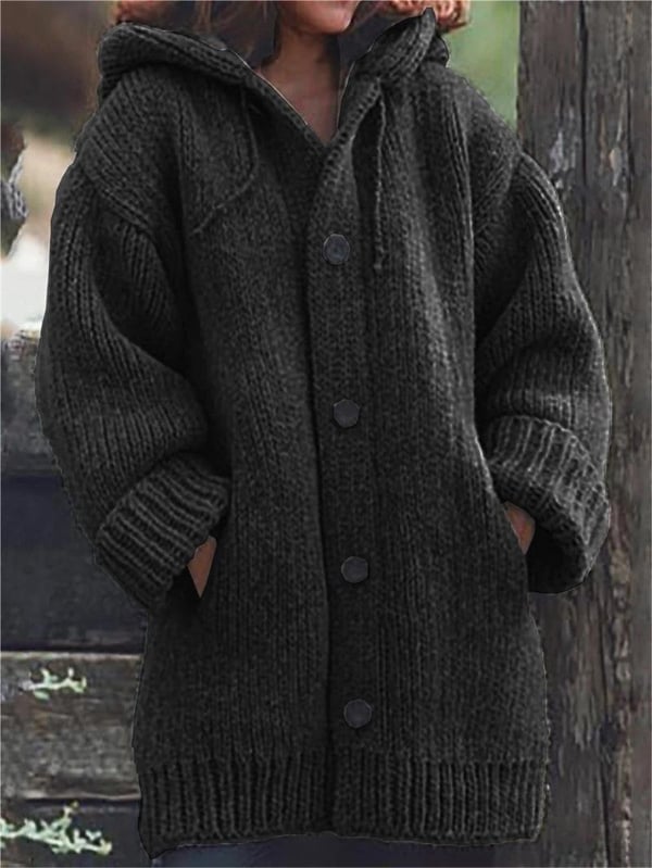 Gilet en maille oversize à capuche femme