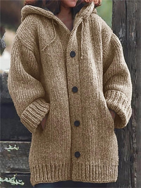 Gilet en maille oversize à capuche femme
