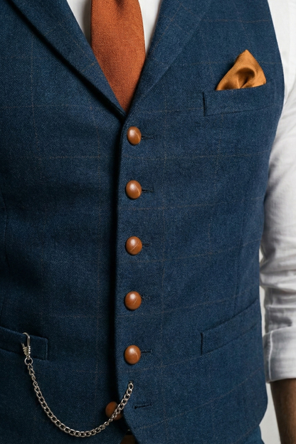 Gilet en tweed à col en V pour homme