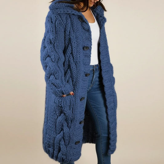 Gilet long d’hiver à capuche pour femme