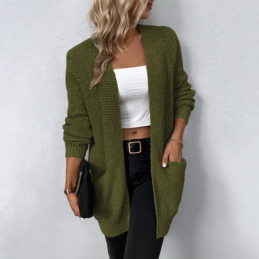 Gilet long en maille coupe décontractée pour femme