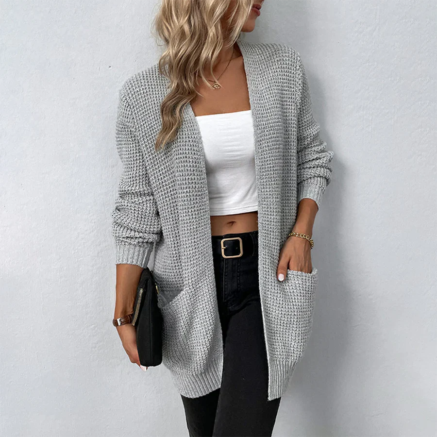 Gilet long en maille coupe décontractée pour femme