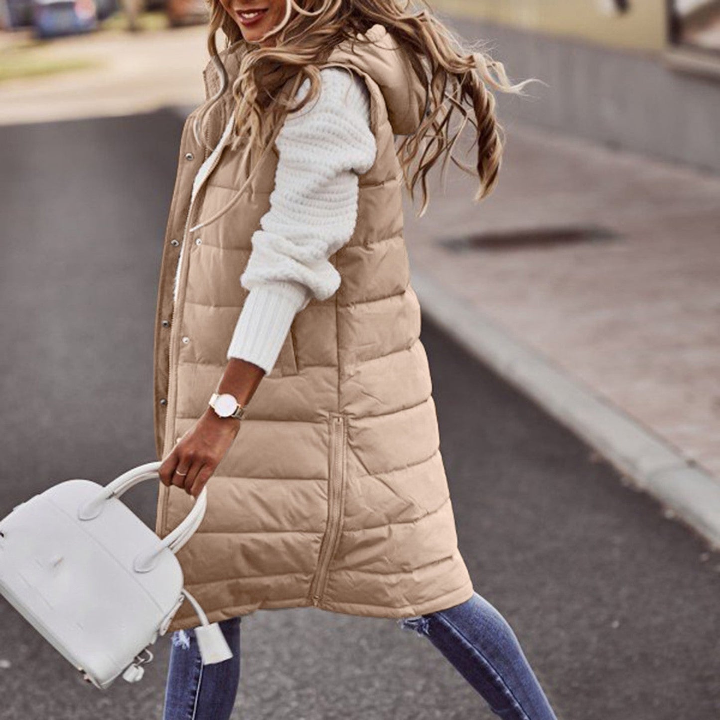 Gilet matelassé à capuche femme
