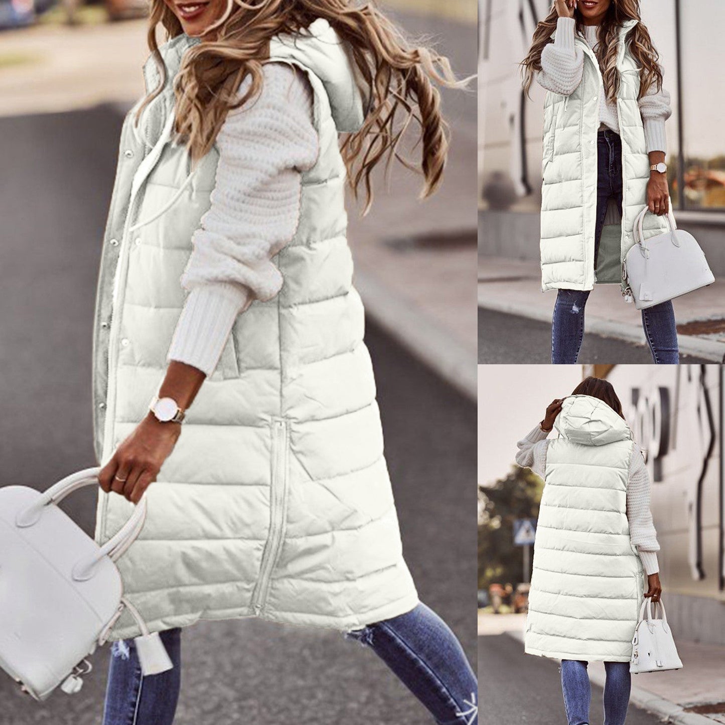 Gilet matelassé à capuche femme