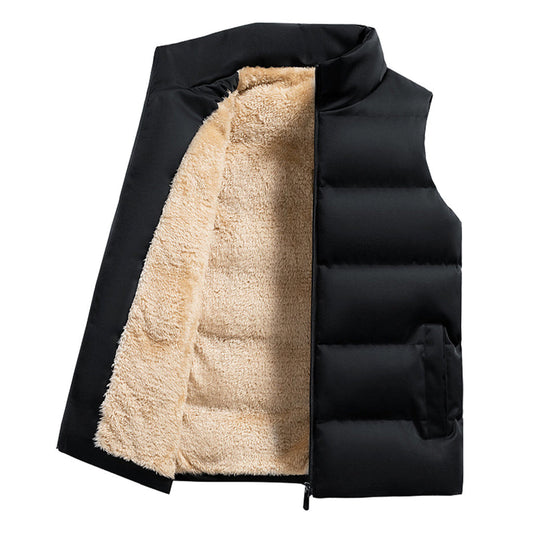 Gilet sans manches élégant doublé de fourrure pour homme