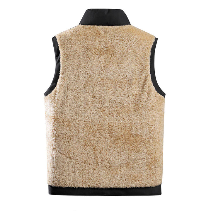 Gilet sans manches élégant doublé de fourrure pour homme