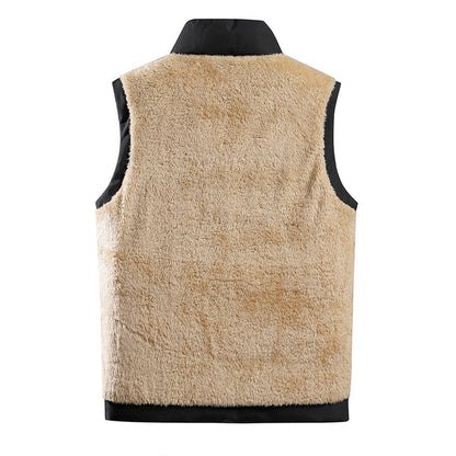 Gilet sans manches élégant doublé de fourrure pour homme