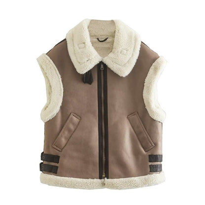 Gilet sans manches en cuir | élégant et confortable