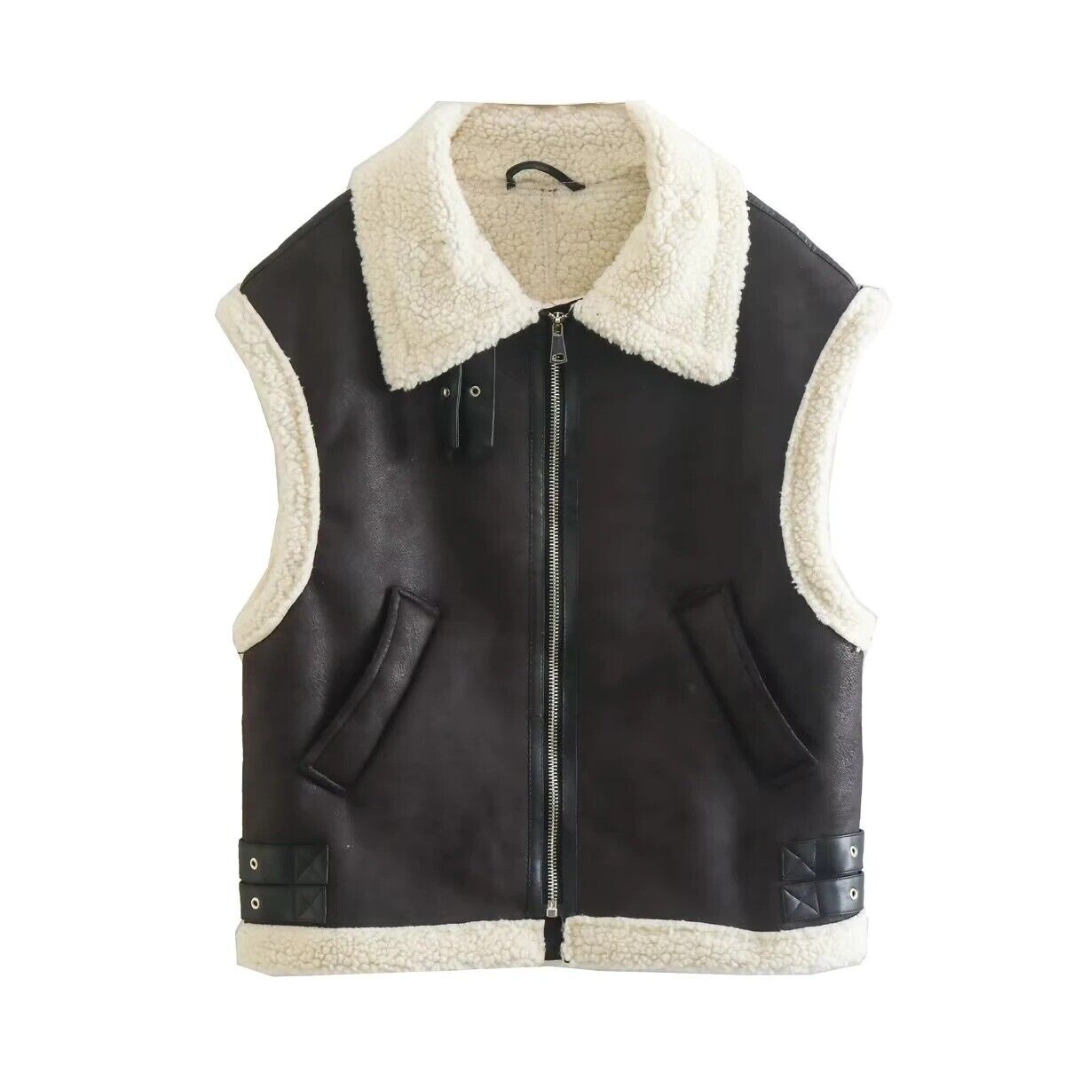 Gilet sans manches en cuir | élégant et confortable