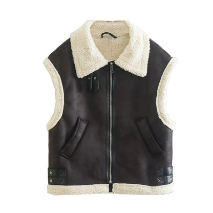 Gilet sans manches en cuir | élégant et confortable