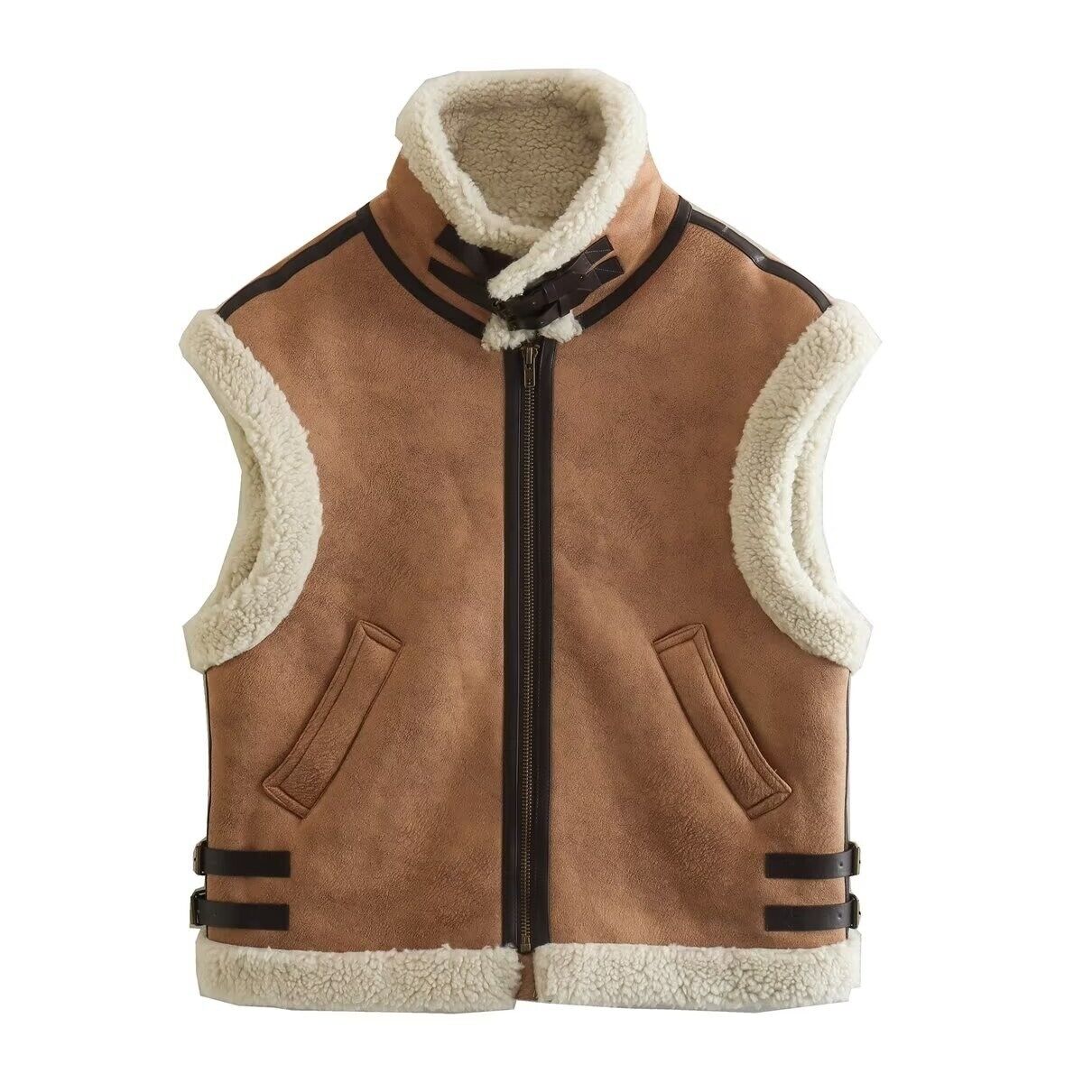 Gilet sans manches en cuir | élégant et confortable