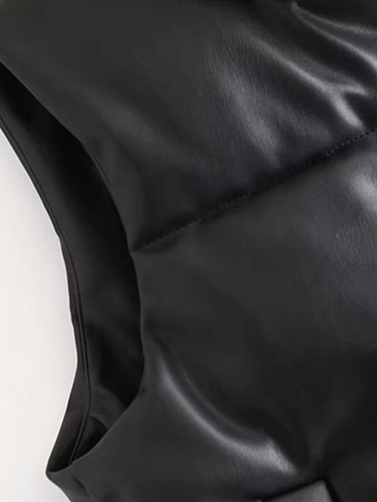 Gilet sans manches en cuir pour femme