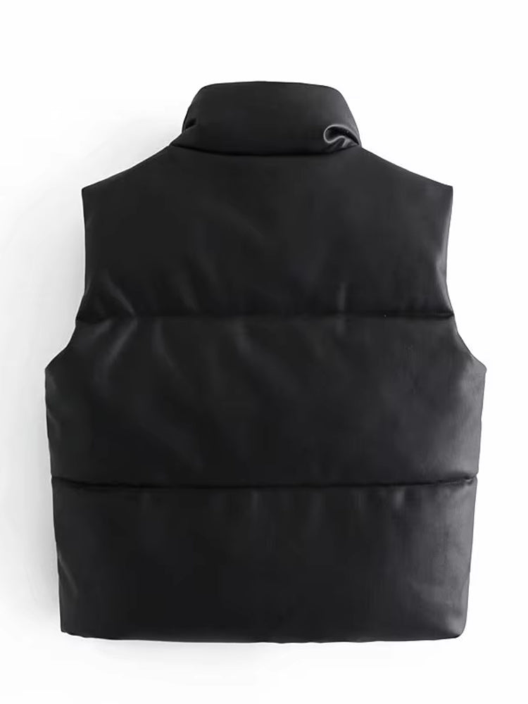 Gilet sans manches en cuir pour femme
