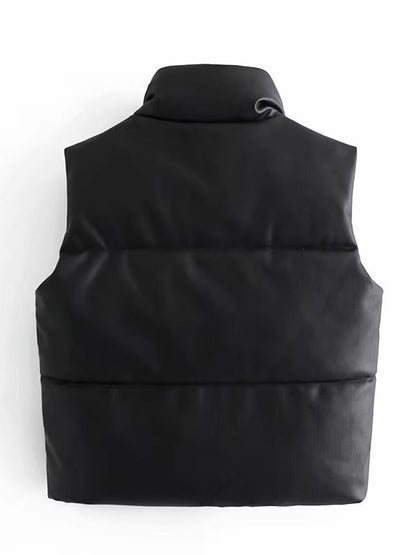 Gilet sans manches en cuir pour femme