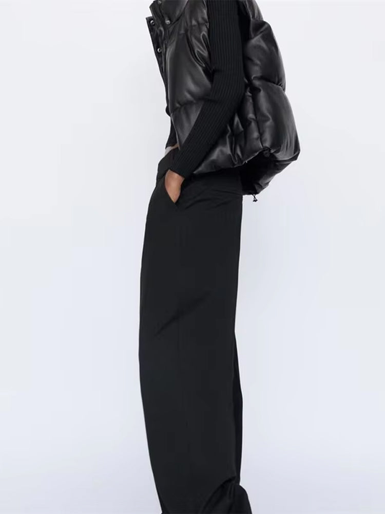 Gilet sans manches en cuir pour femme