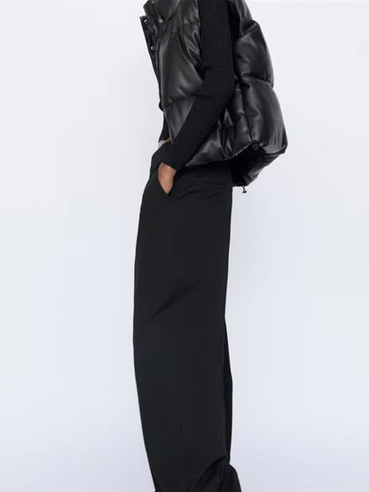 Gilet sans manches en cuir pour femme